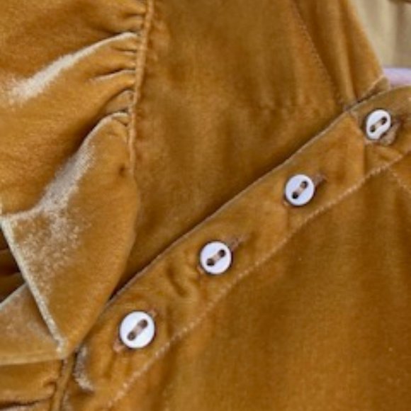 Loft Burnt Yellow Velour Top with snaps - Picture 3 of 4